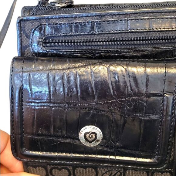Brighton Women's Black Heart Print Crossbody Bag OS - Picture 3 of 7